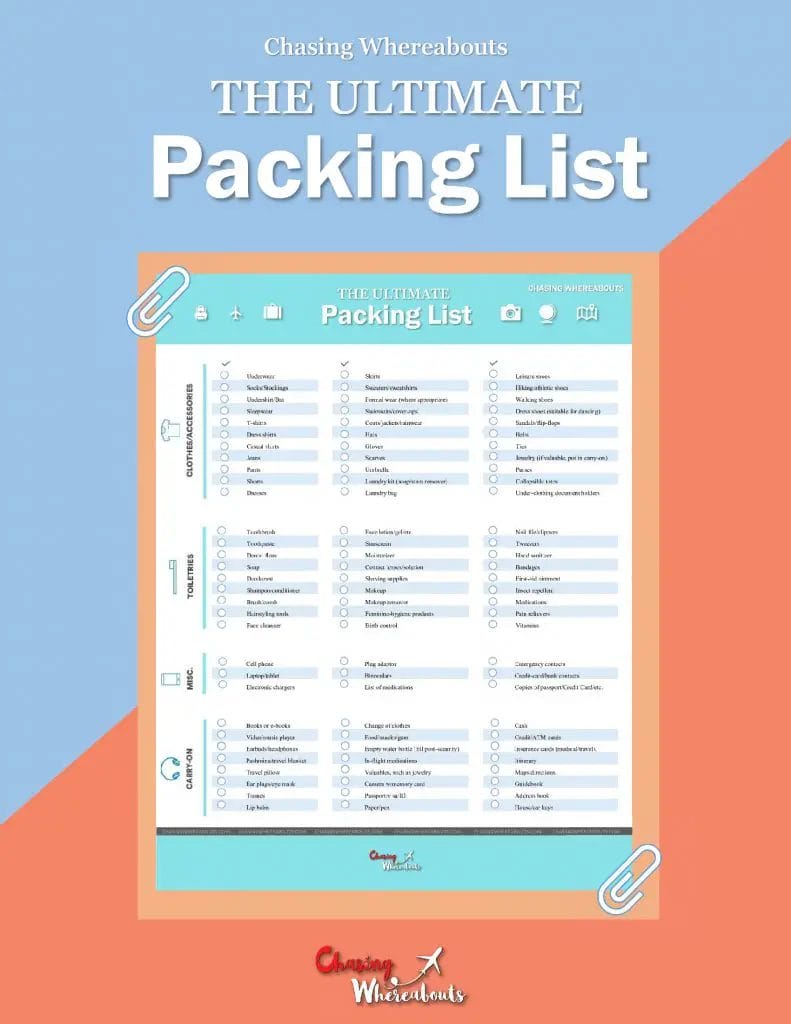 Travel Packing List Chasing Whereabouts
