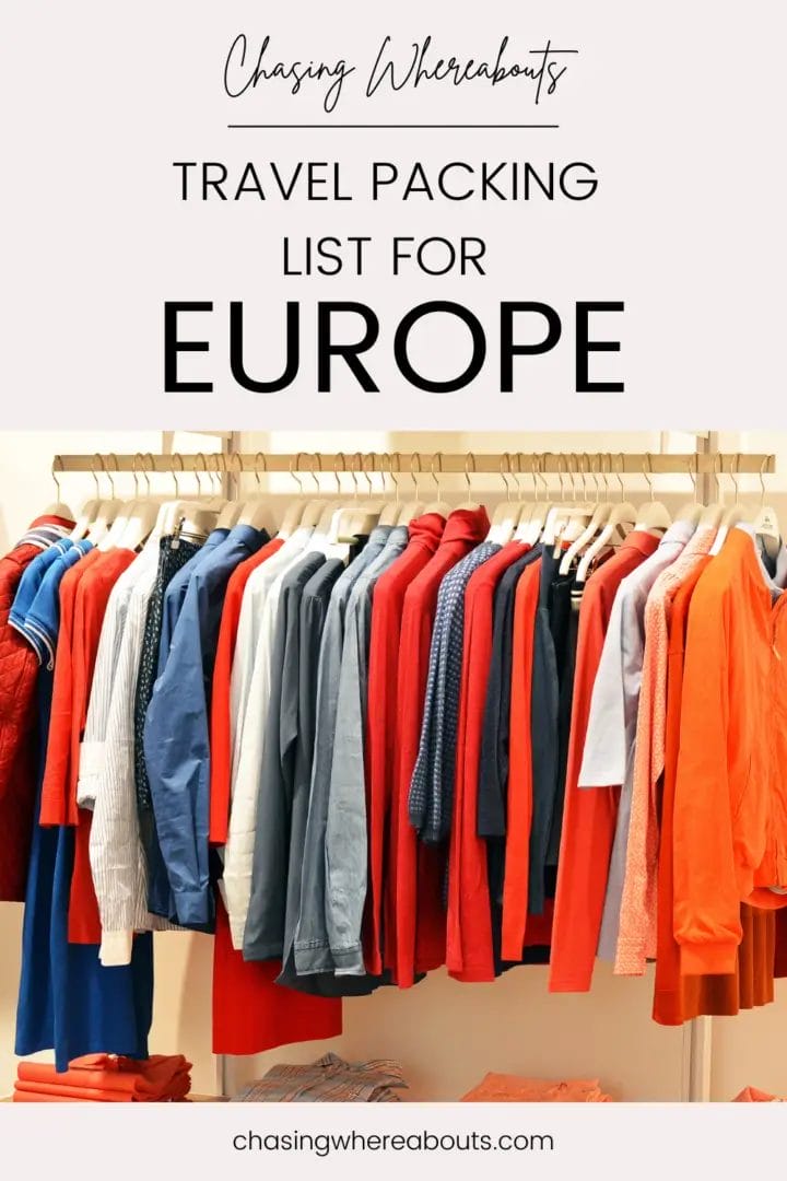 Travel Packing list for Europe