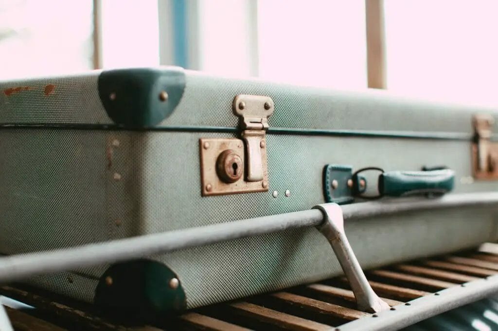 a blue suitcase