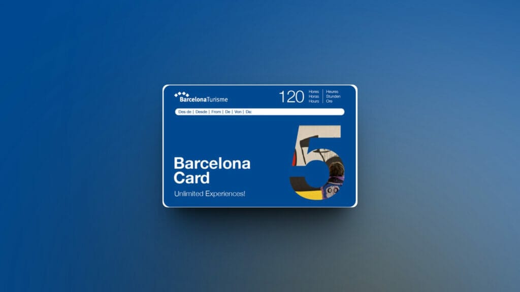 Barcelona card providing access to public transport in Barcelona, displayed against a blue background.