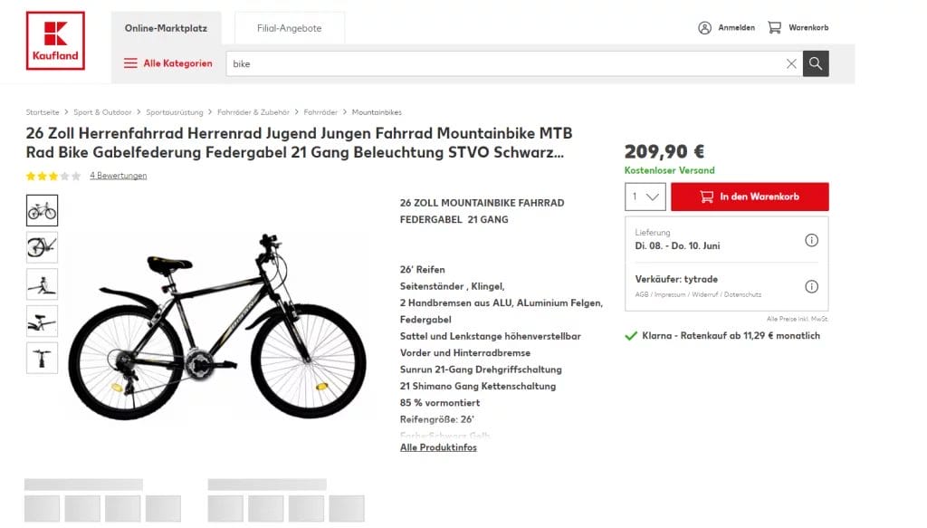 Buying Bike in Germany - Kaufland