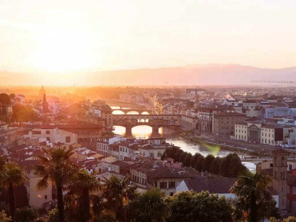 Sunset in florence, italy