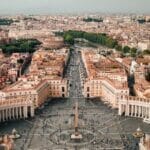 An aerial view of St. Peter's Square in Rome, all the way from Perth to Rome.