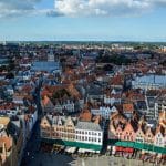 An aerial view of the city of bruges.