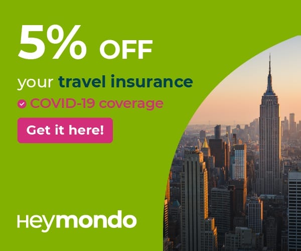 5 % off travel insurance with covid ir coverage.