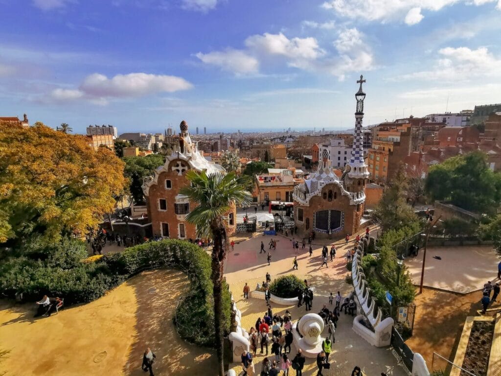An Aerial Shot of the Park Guell in Spain - Is Barcelona safe to travel