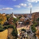 An Aerial Shot of the Park Guell in Spain