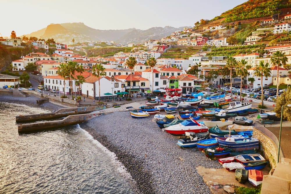 A group of boats docked in the water during their Europe holidays in January.