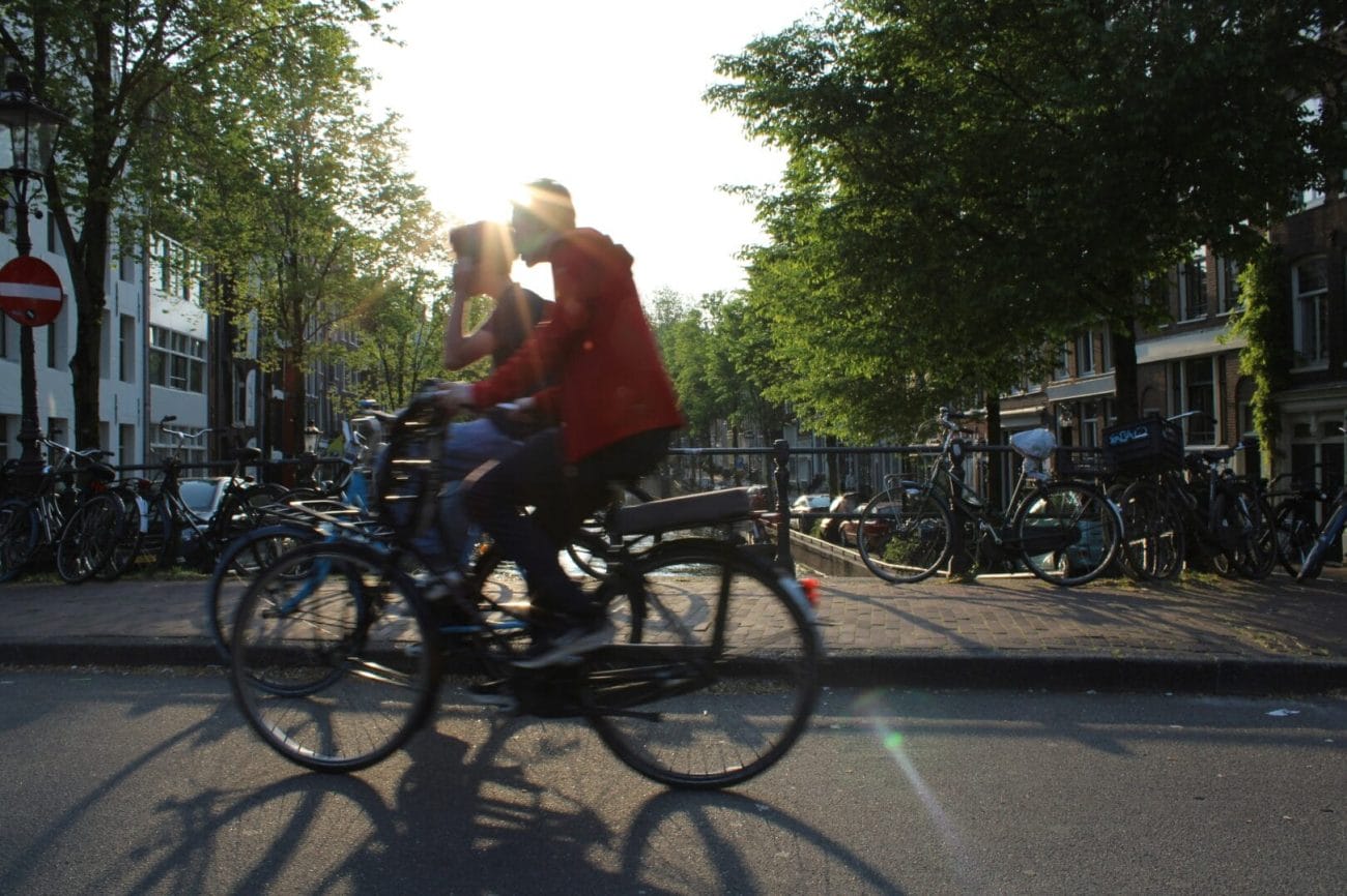 People cycling in Amsterdam