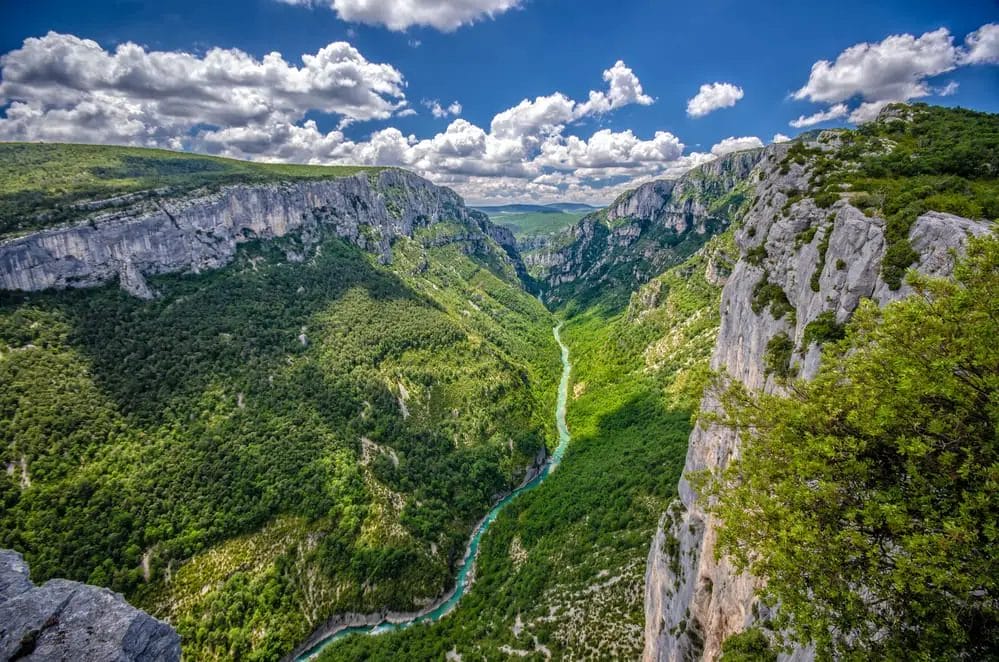 A breathtaking canyon with a majestic river flowing through it, perfect for day trips from Nice, France.